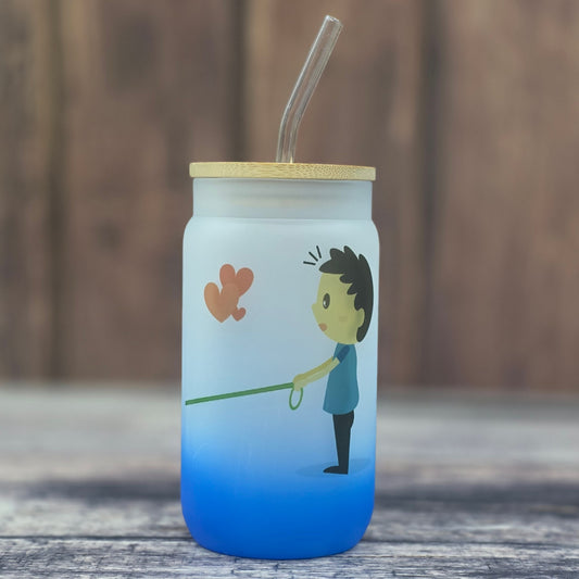 Vaso Escarchado con Pajilla y Tapa