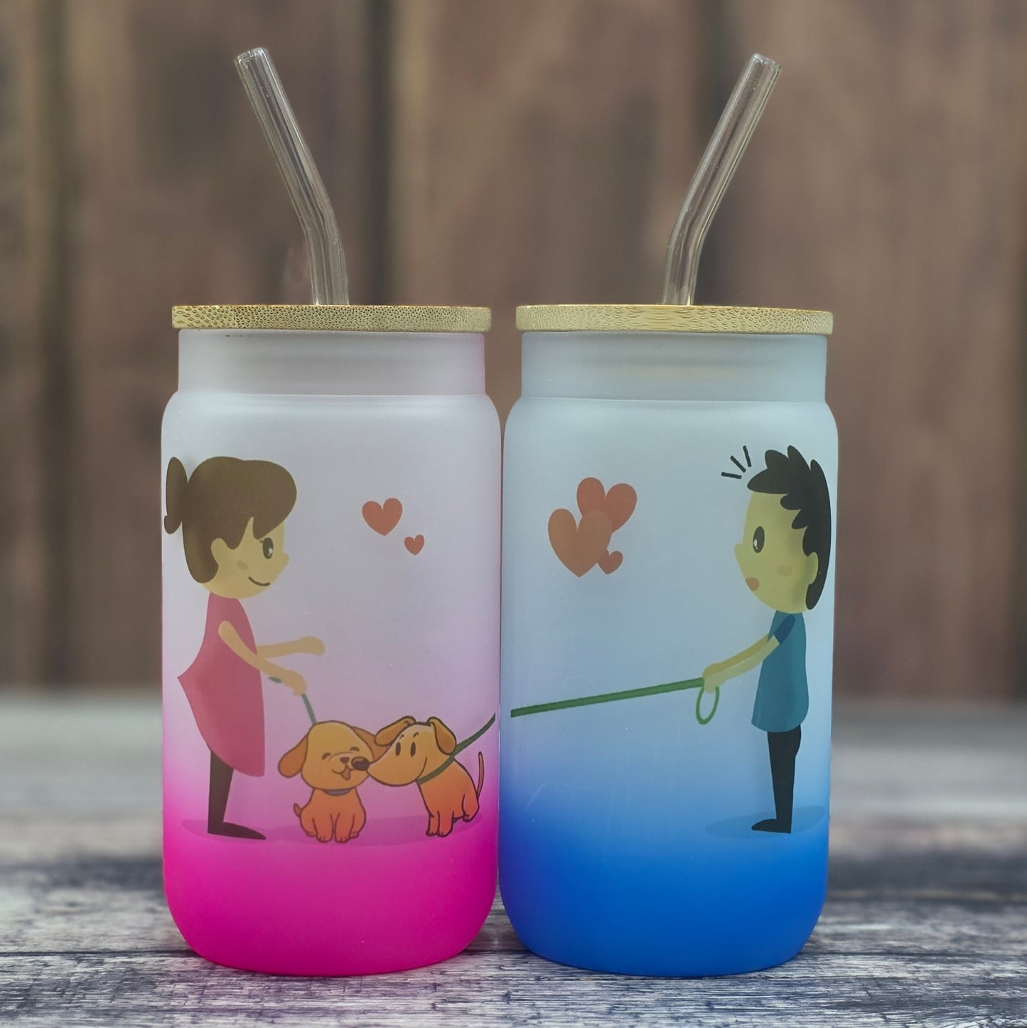 Vaso Escarchado con Pajilla y Tapa