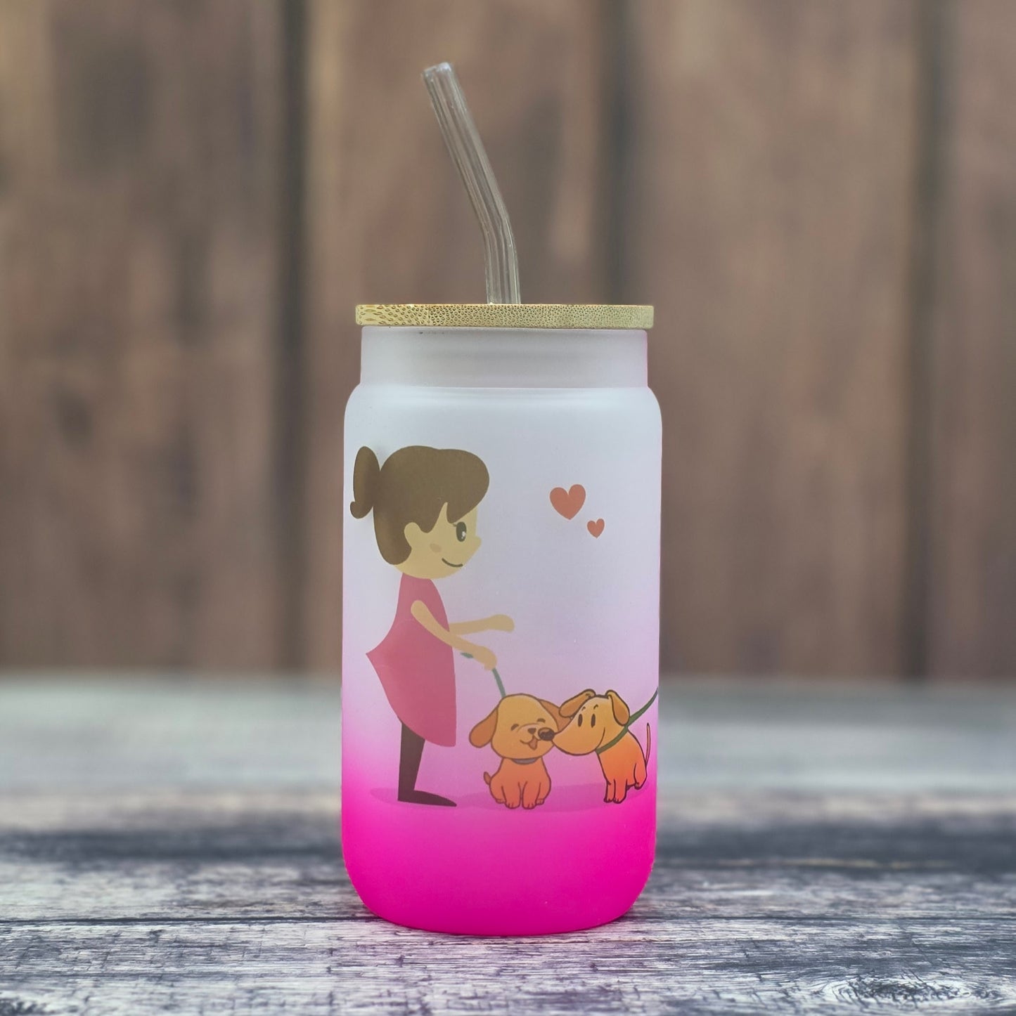 Vaso Escarchado con Pajilla y Tapa
