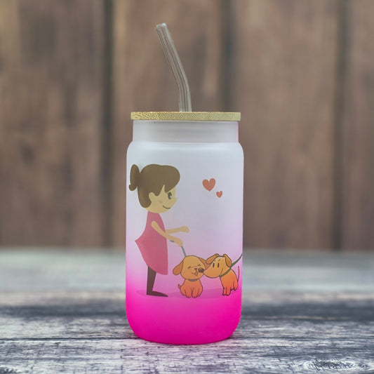 Vaso Escarchado con Pajilla y Tapa