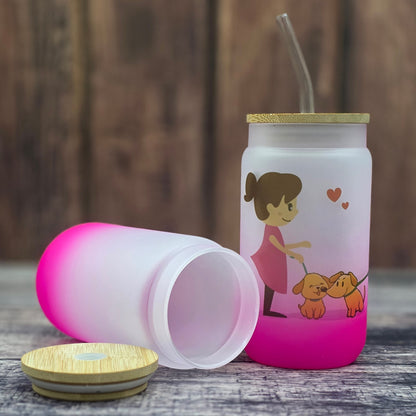 Vaso Escarchado con Pajilla y Tapa