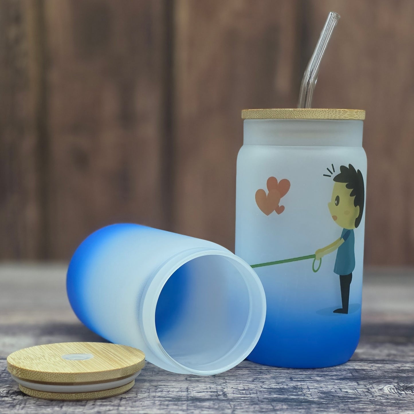 Vaso Escarchado con Pajilla y Tapa
