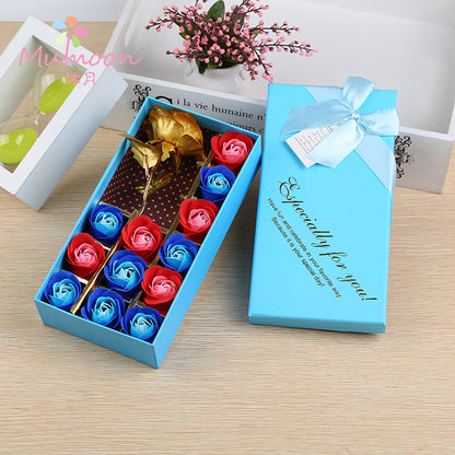 Set de Regalo Sorpresa "Caja de rosas de jabón con flor de oro de 24 quilates"